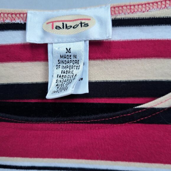 Talbots Red/Tan/White/Black Women's striped long sleeved top size Medium - Picture 4 of 5